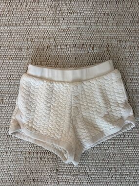 Anthropologie Quilted Cream High-Rise Lounge Shorts